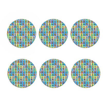 Colorful Tiki Pattern Print Coaster Set