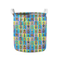 Colorful Tiki Pattern Print Collapsible Laundry Basket