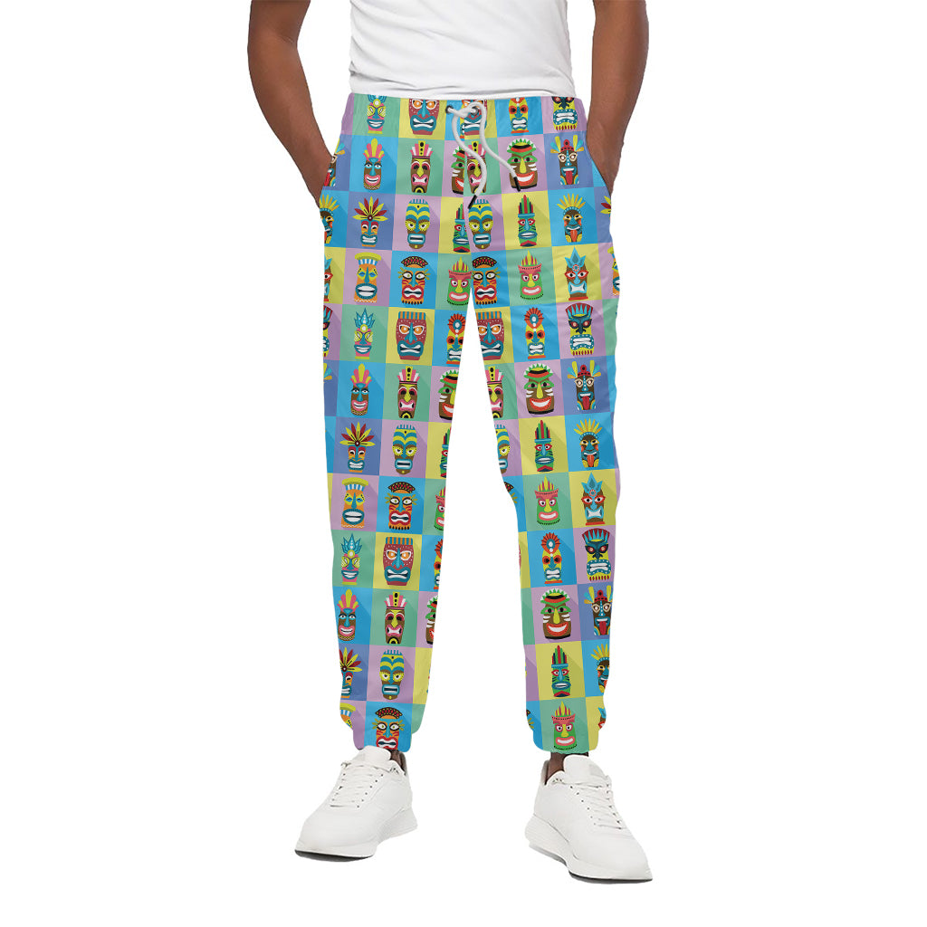 Colorful Tiki Pattern Print Cotton Pants