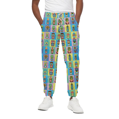 Colorful Tiki Pattern Print Cotton Pants