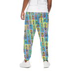 Colorful Tiki Pattern Print Cotton Pants