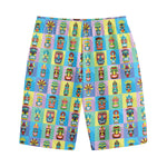Colorful Tiki Pattern Print Cotton Shorts