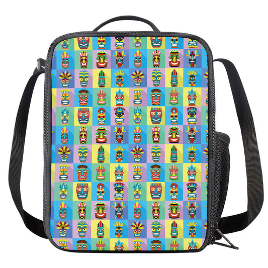 Colorful Tiki Pattern Print Crossbody Lunch Bag
