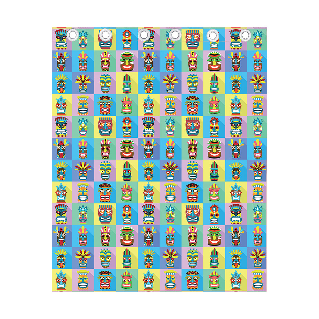 Colorful Tiki Pattern Print Curtain