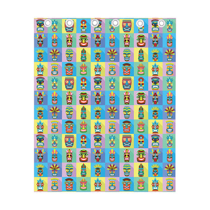 Colorful Tiki Pattern Print Curtain