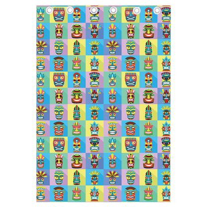 Colorful Tiki Pattern Print Curtain