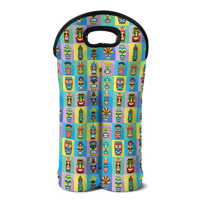 Colorful Tiki Pattern Print Double Neoprene Wine Tote