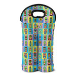 Colorful Tiki Pattern Print Double Neoprene Wine Tote