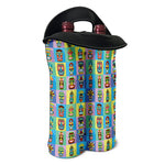Colorful Tiki Pattern Print Double Neoprene Wine Tote