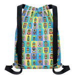 Colorful Tiki Pattern Print Drawstring Backpack