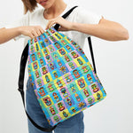 Colorful Tiki Pattern Print Drawstring Backpack