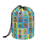 Colorful Tiki Pattern Print Drawstring Makeup Bag