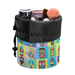 Colorful Tiki Pattern Print Drawstring Makeup Bag