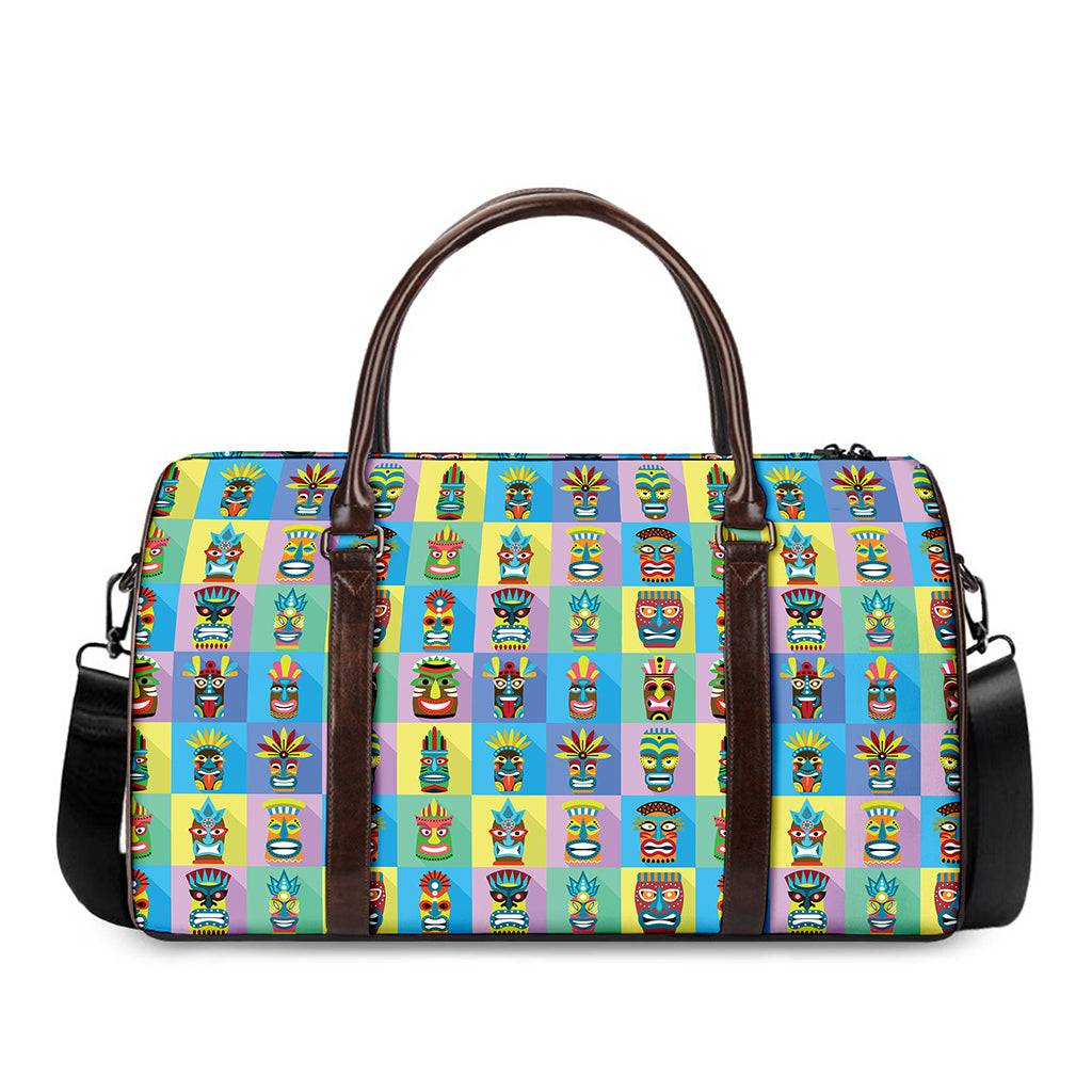 Colorful Tiki Pattern Print Duffle Bag