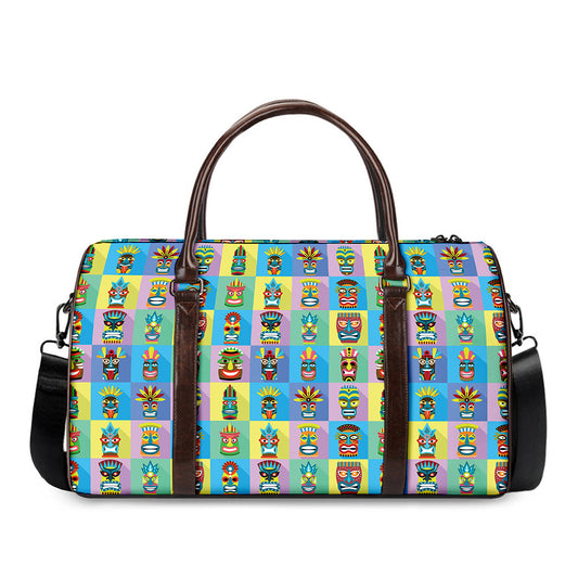 Colorful Tiki Pattern Print Duffle Bag