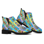 Colorful Tiki Pattern Print Flat Ankle Boots