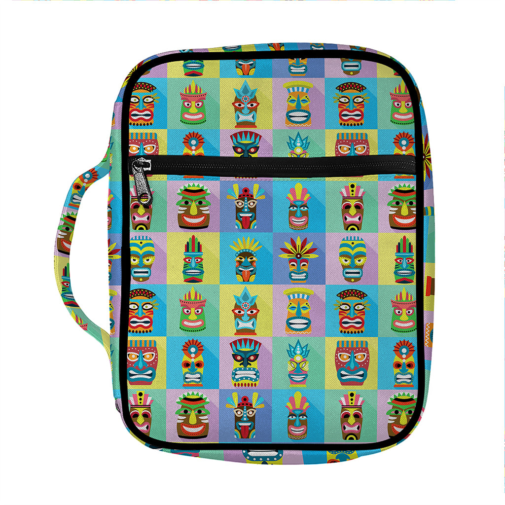 Colorful Tiki Pattern Print Front Pocket Bible Bag