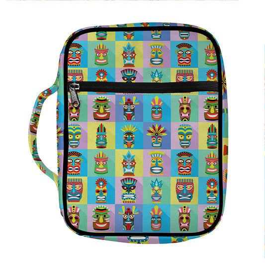 Colorful Tiki Pattern Print Front Pocket Bible Bag