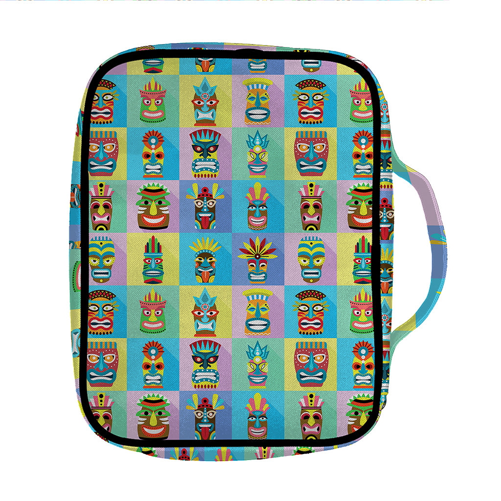 Colorful Tiki Pattern Print Front Pocket Bible Bag