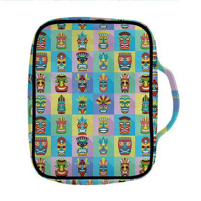 Colorful Tiki Pattern Print Front Pocket Bible Bag