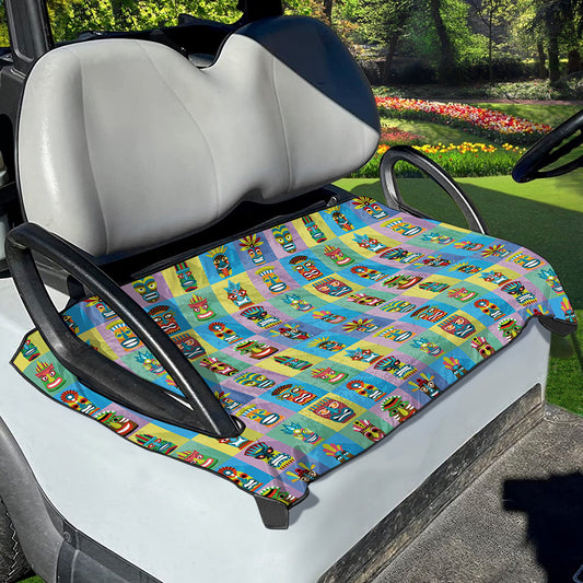 Colorful Tiki Pattern Print Golf Cart Seat Cover