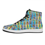 Colorful Tiki Pattern Print High Top Leather Sneakers