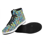 Colorful Tiki Pattern Print High Top Leather Sneakers