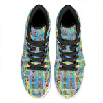Colorful Tiki Pattern Print High Top Leather Sneakers