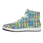 Colorful Tiki Pattern Print High Top Leather Sneakers