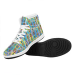 Colorful Tiki Pattern Print High Top Leather Sneakers