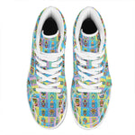 Colorful Tiki Pattern Print High Top Leather Sneakers