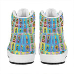 Colorful Tiki Pattern Print High Top Leather Sneakers