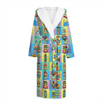 Colorful Tiki Pattern Print Hooded Bathrobe
