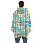 Colorful Tiki Pattern Print Hoodie Blanket