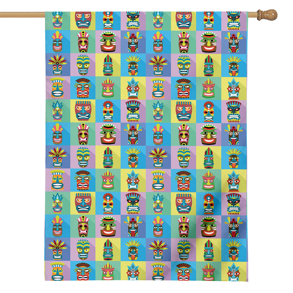 Colorful Tiki Pattern Print House Flag