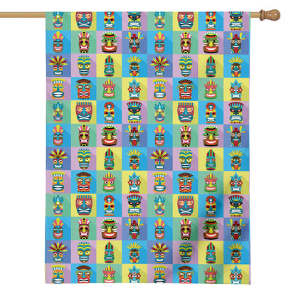 Colorful Tiki Pattern Print House Flag
