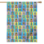 Colorful Tiki Pattern Print House Flag