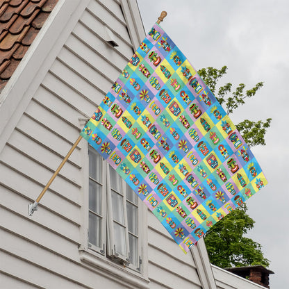 Colorful Tiki Pattern Print House Flag