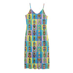 Colorful Tiki Pattern Print Jersey Midi Cami Dress