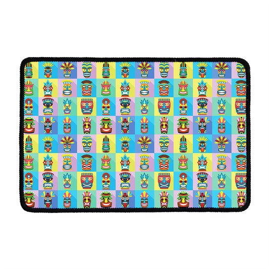 Colorful Tiki Pattern Print Kitchen Mat