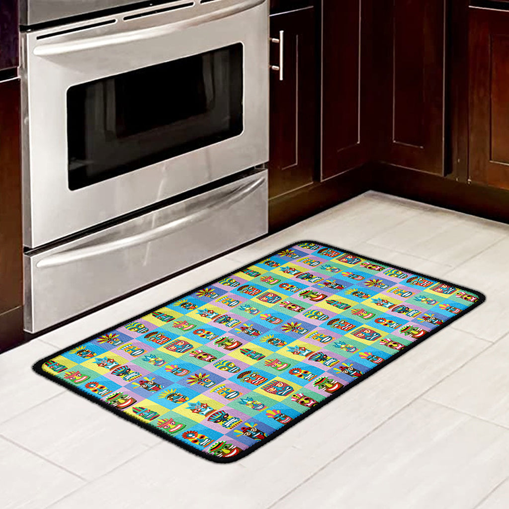 Colorful Tiki Pattern Print Kitchen Mat