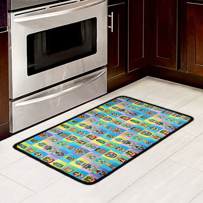 Colorful Tiki Pattern Print Kitchen Mat