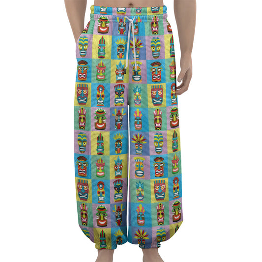Colorful Tiki Pattern Print Lantern Pants