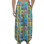 Colorful Tiki Pattern Print Lantern Pants