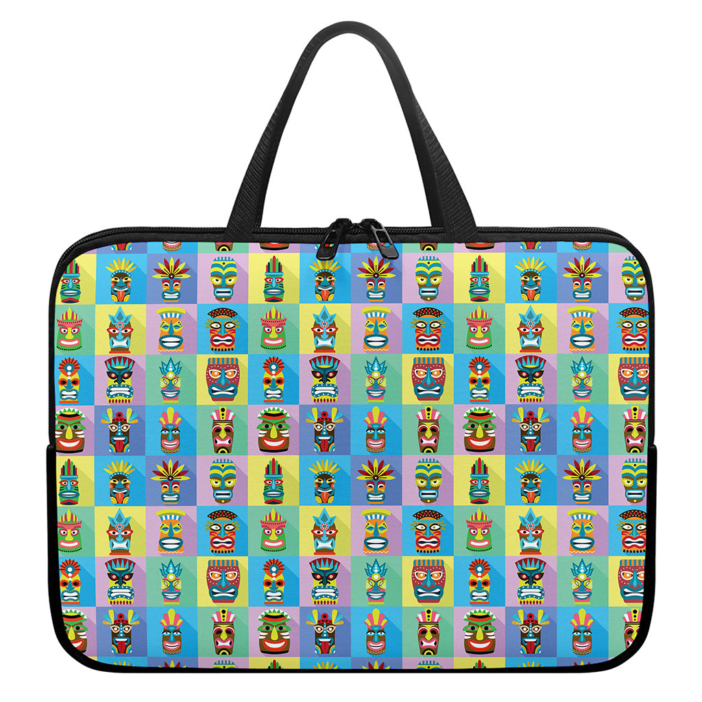 Colorful Tiki Pattern Print Laptop Sleeve With Handle