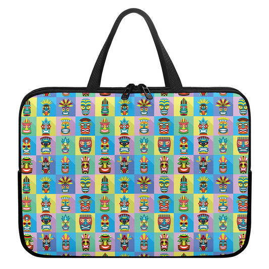 Colorful Tiki Pattern Print Laptop Sleeve With Handle