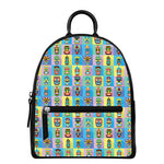 Colorful Tiki Pattern Print Leather Backpack