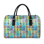 Colorful Tiki Pattern Print Leather Duffle Bag
