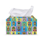 Colorful Tiki Pattern Print Leather Tissue Box Cover