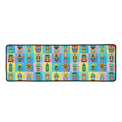 Colorful Tiki Pattern Print Long Kitchen Mat
